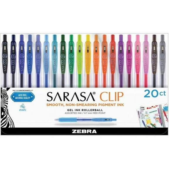 Clip Medium Point Gel Ink Rollerball - Pack of 20