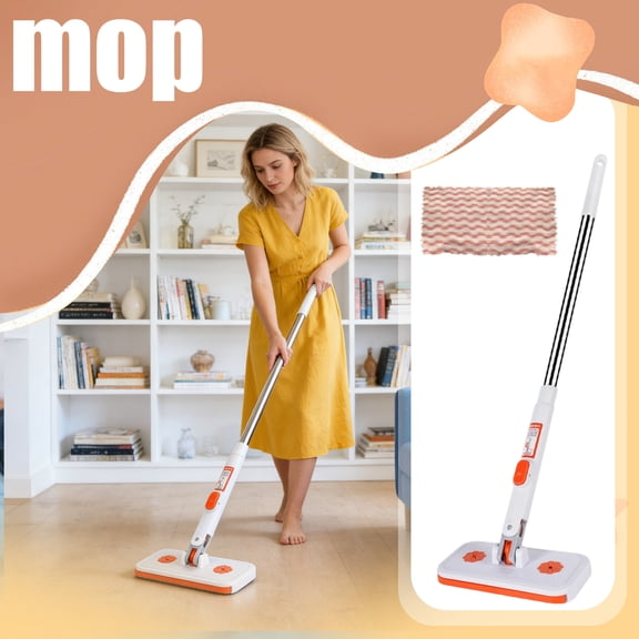 Clip-Mop No-Rinse Disposable Mop, Wet And Dry Use Lazy Mop With Locking Mop Head, Long Handle Slim Angled Head For Floors Crevices Corners, Contactless Clean Tool For Quick Stain