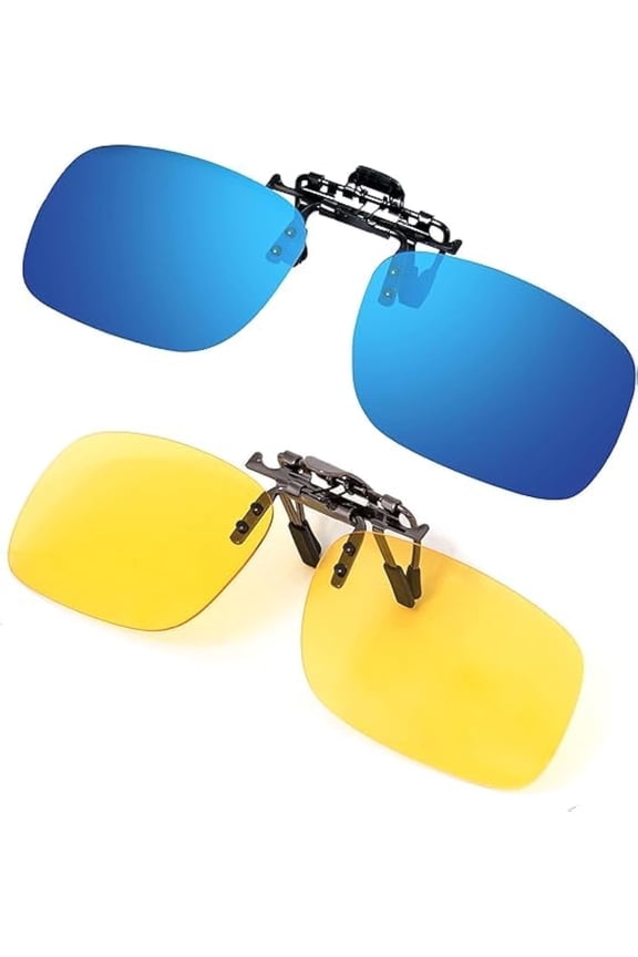 Clip Night vision Glasses Flip up Sunglasses UV-400 to Wear Over prescription Glasses for night driving