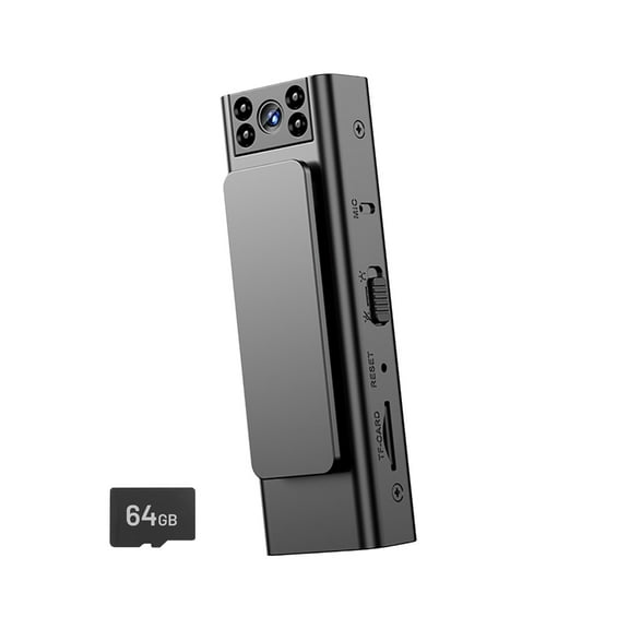 Clip-On 1080P Wearable Camera with 180 Rotating Lens, & 6Hrs Motion-Activated 32GB Storage