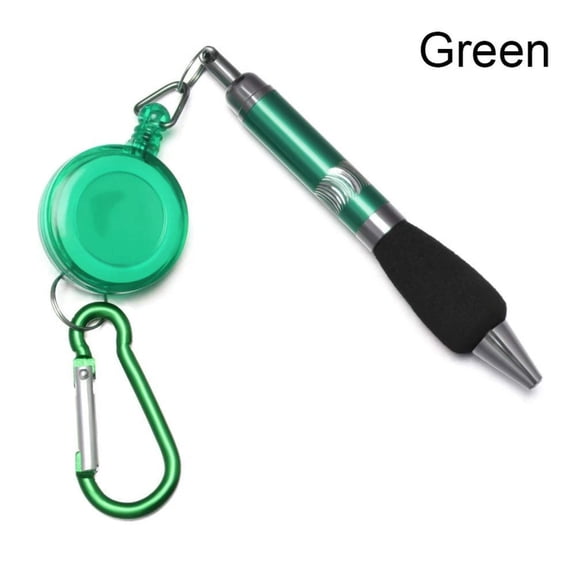 Clip-On Ballpoint Pen with Carabiner Keychain and Belt Clip Reel: 1 Pack