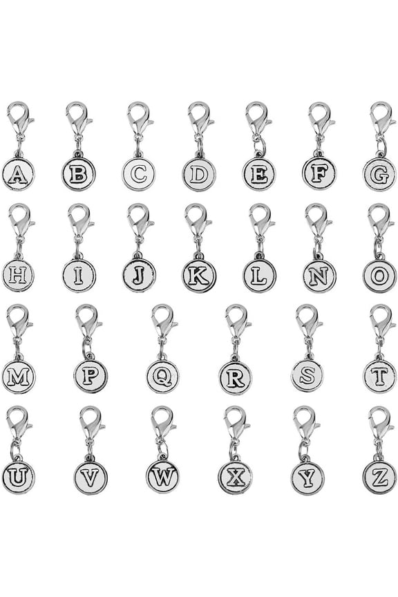Clip On Charms 26 Letter Zipper Pulls Initials Alloy Alphabet Pendant for Keychain Purse Backpack Ornament diy