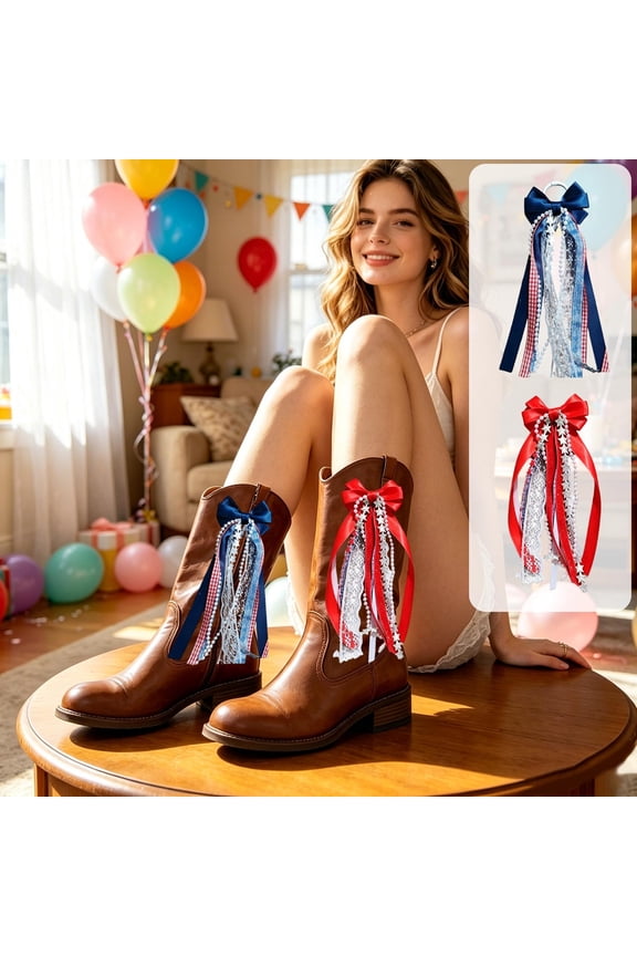 Clip On Cowboy Boot Bows Tassel Boot Accessories for Western Cowgirl Outfits Festivals Rodeos and Weddings