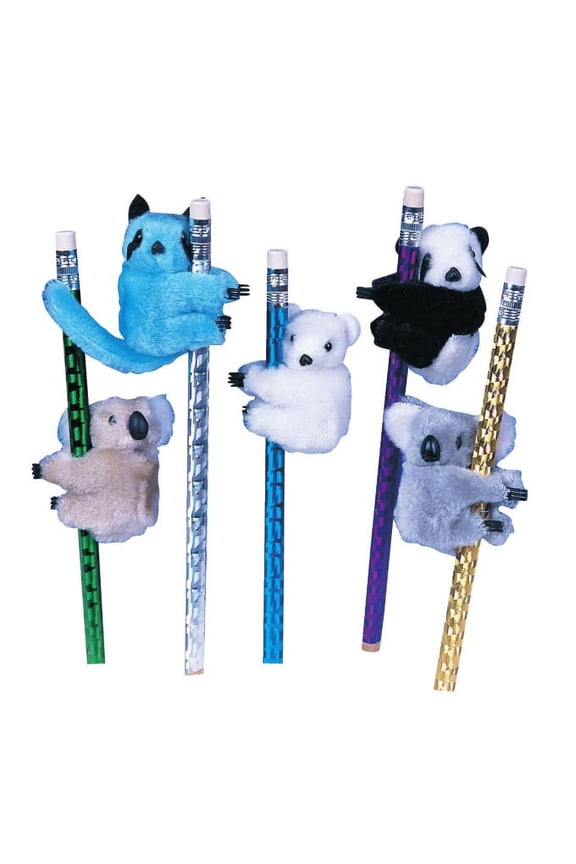 Clip-On Critter Plush Animal Clips; Plush koalas, pandas, and racoons clip (6x pcs)