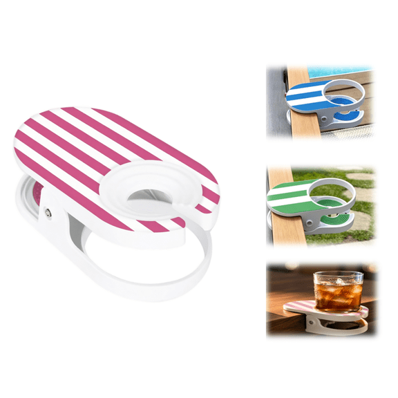 Clip On Cup Holder Portable Drink Clip for Chair Table Desk Beach Pool - Universal Beverage Holder for Coffee Soda Water Bottle (A)