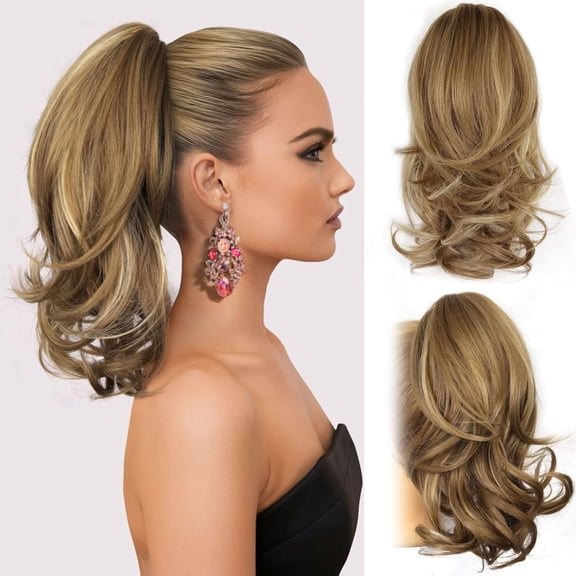 Clip-On Curly Ponytail - 14 Inch Short Curly Hair Extension, Half Tied, Lightweight & Comfortable, Natural Texture, Easy Clamp-On Styling, Daily Wear, Party, Date, Commuting 14in-1PC*1