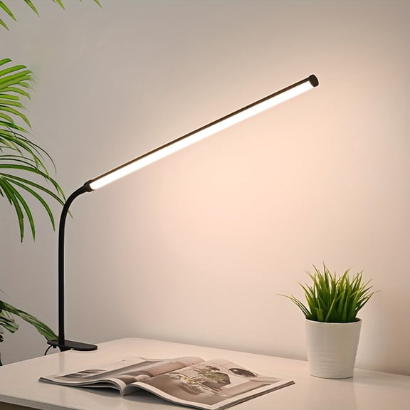 Clip On Desk Lamp with Flexible Gooseneck, LED Reading Light for Study in Black