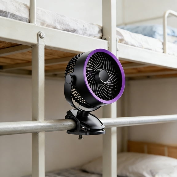 Clip On Desk with Stand and Hook, USB Rechargeable Portable 3 Speed Quiet , 3 in 1 Clamp Table Wall Mount for Home Office Camping Stroller RV