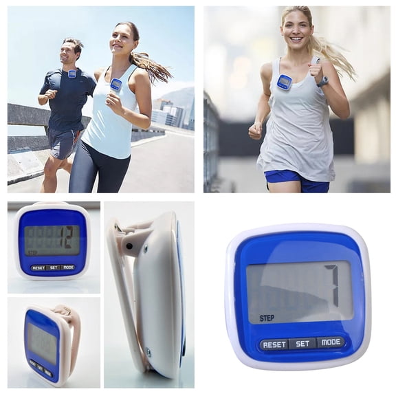 Clip On Digital Walking Pedometer Lcd Screen Step Counter Lightweight Fitness Activity Tracker For Walking Running Garden(Blue-5Cm)
