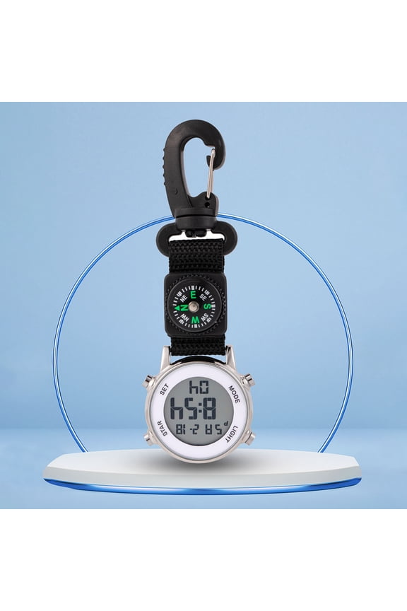 Clip On Digital Watch Outdoor Carabiner Watch with Compass Multifunctional Hiking Watch for Camping Backpacking