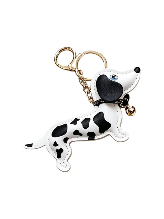 Clip On Dog Bag Charm PU Leather Dachshund Accessory with Metal Clasp for Purse Decoration, Daily Carry, Zipper Pull