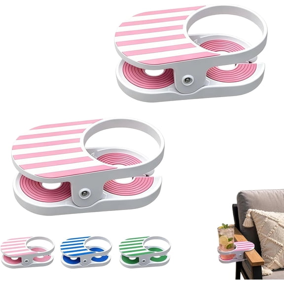 Clip-On Drink Holder, Portable Cup Holder with Clamp for Beach Chair Desk Table Pool, Outdoor Indoor Beverage Holder for Cans Bottles (1pc/2pc)