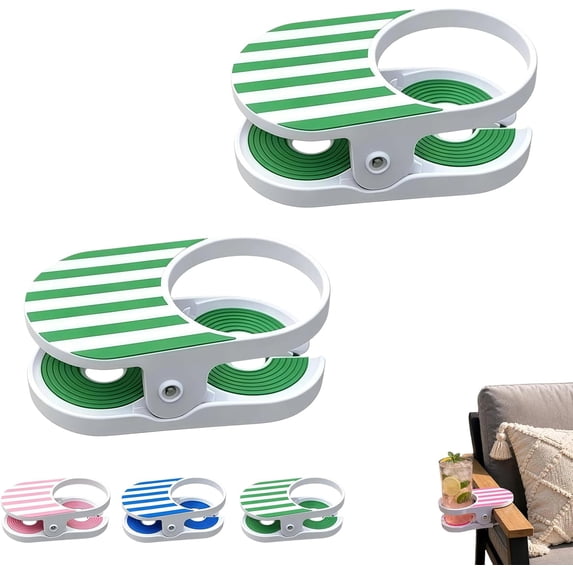 Clip-On Drink Holder, Portable Cup Holder with Clamp for Beach Chair Desk Table Pool, Outdoor Indoor Beverage Holder for Cans Bottles (1pc/2pc)