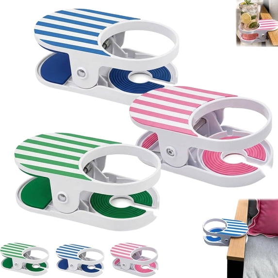 Clip-On Drink Holder - Secure Your Beverage Anywhere, Hanging Desk Cup Holders Clamp, Desk DrinkHolder Clips, for Indoor Outdoor and Beach