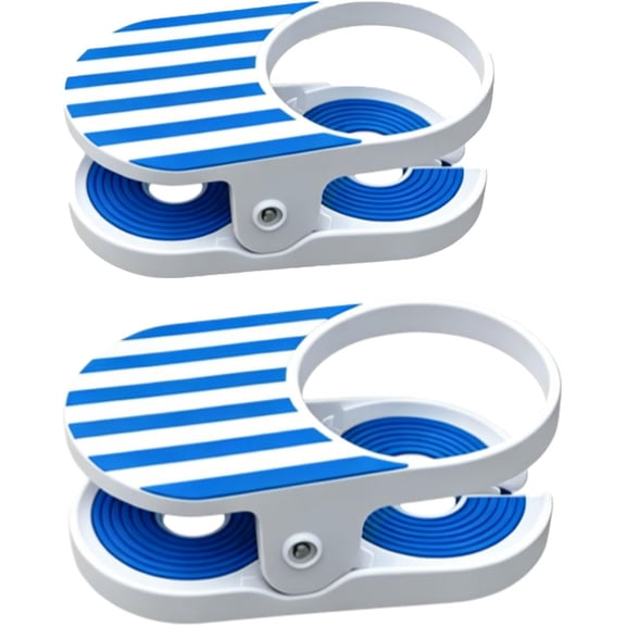 Clip-On Drink Holder Set, Portable Cup Holder with Clamp for Beach Chair Desk Table Pool, Fun Summer Gift for Outdoor Lovers (Pink/Blue/Green, 1pc/2pc)