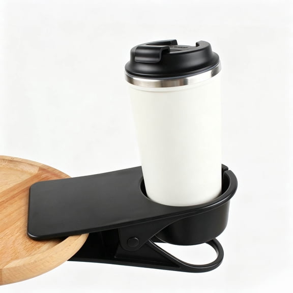 Clip On Drink Holder for Desk or Chair, Multi-Purpose Cup Clip, Portable Beverage Organizer for Office, Bedside, Durable Plastic