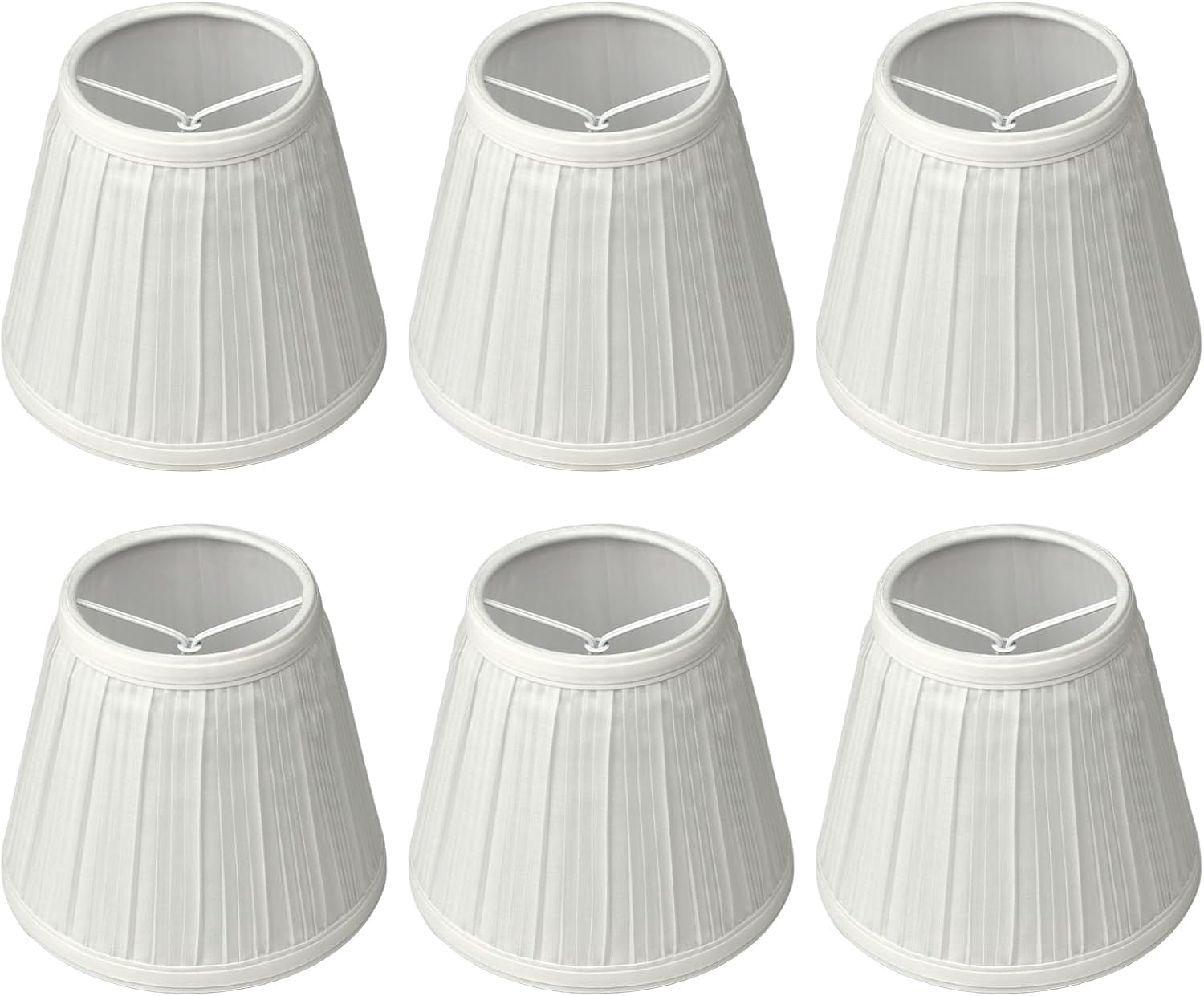 Clip-On Fabric Lamp Shades in Beige Linen, 5.9" Bottom 3.54" Top 5.12" Height, Eye-Protective Design for Chandeliers and Table Floor Lamps