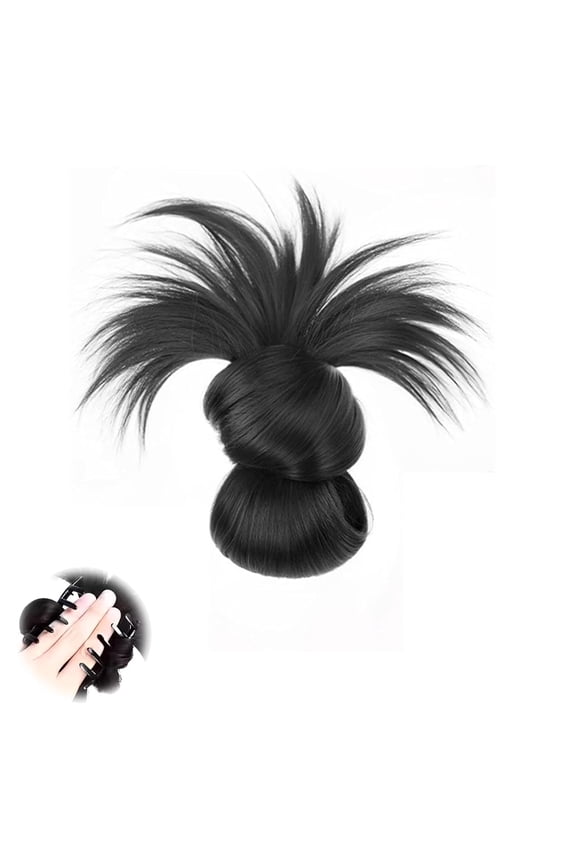 Clip-On Feathered Bun Wig - Hgyugrf Messy Bun Hair Piece, Claw Clip Messy Buns Hair Piece, Soft Hairs Buns for Women Daily Wear (Black)