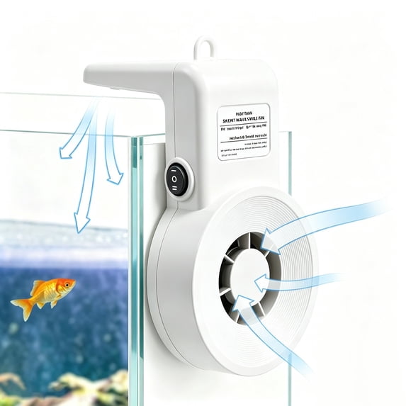 Clip‑On Fish Tank Cooling Fan Usb Powered Aquarium Chiller Fan Quiet 2 Speed Modes Accessory For Home Freshwater Aquarium Tank(White-5.31")