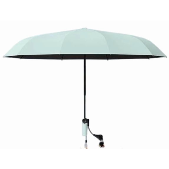Clip-On Folding Sun Umbrella, UPF50+ Coating, Windproof, Fits Chairs, Folding Fishing Chairs, Beach Chairs, Strollers, Shade for Outdoor Sun Protection Green