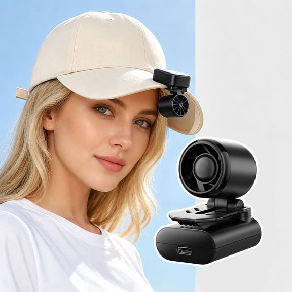Clip-On Hat Fan, Mini Portable Handheld Fan, Foldable Personal Fans Rechargeable, Face Cooling Fan for Baseball Cap, Visor Hat, Travel, Sports, Outdoor