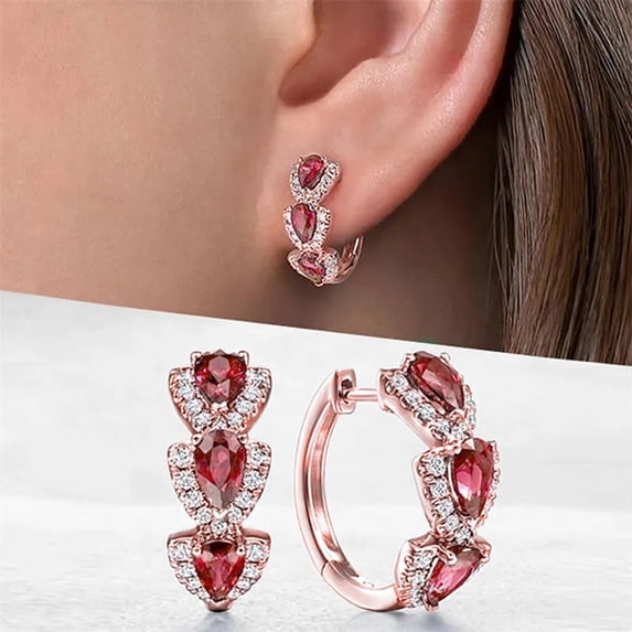 Clip On Hoop Earrings Featuring Vintage Magazine Style and Blue Zircon