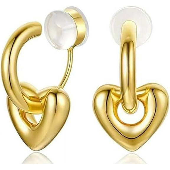 Clip On Hoop Earrings Gold Plated Non Pierced Hoop Chunky Clip on Hoop Earrings for Women