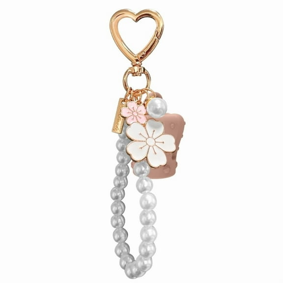 Clip On Lip Balm Holder Keyring Cover With Pearls Accent, Creative Keychain Secure Attachment For Keys And Bags