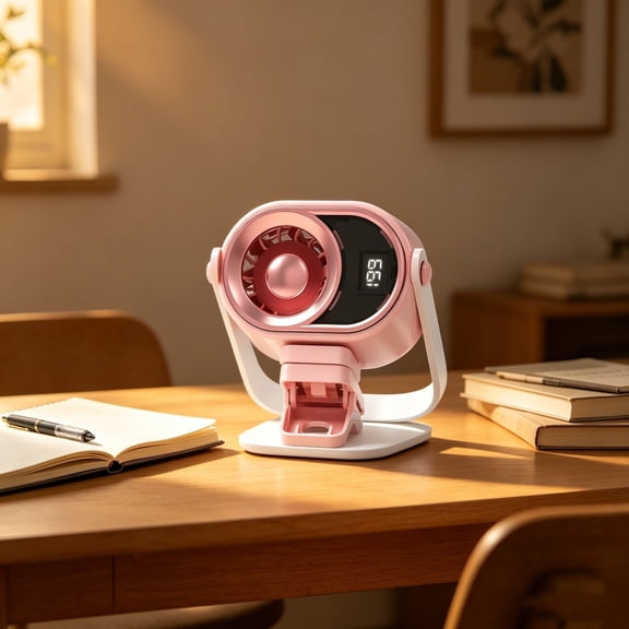 Clip-On Mini Air Conditioner Fan USB Rechargeable Quiet Portable Cooling Fan Rotatable Personal Fan with LED Digital Display for Car Vent Bike Backpack Desk Camping