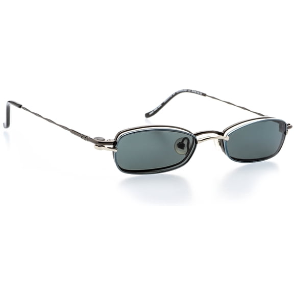 Clip-On ONLY - Oval Shape, for Metal Full Rim Frame - Prescription Eyeglasses RX, Shiny Cobalt Silver
