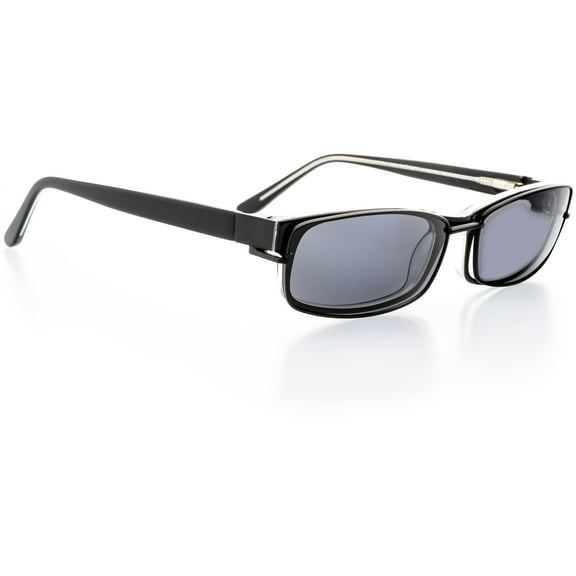 Clip-On ONLY - Rectangle Shape, for Plastic Full Rim Frame - Prescription Eyeglasses RX, Black Crystal