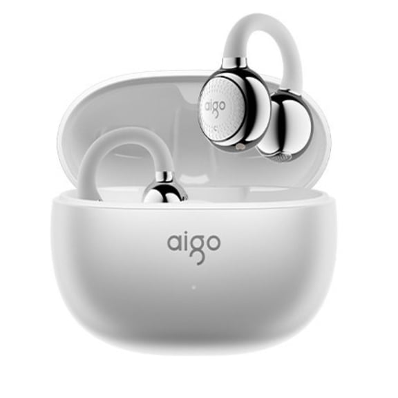 Clip-On Open-Ear Earbuds, aigo CA05 Bluetooth Headphones, 56H Playtime, IP54, ENC, Compatible with iOS & Android