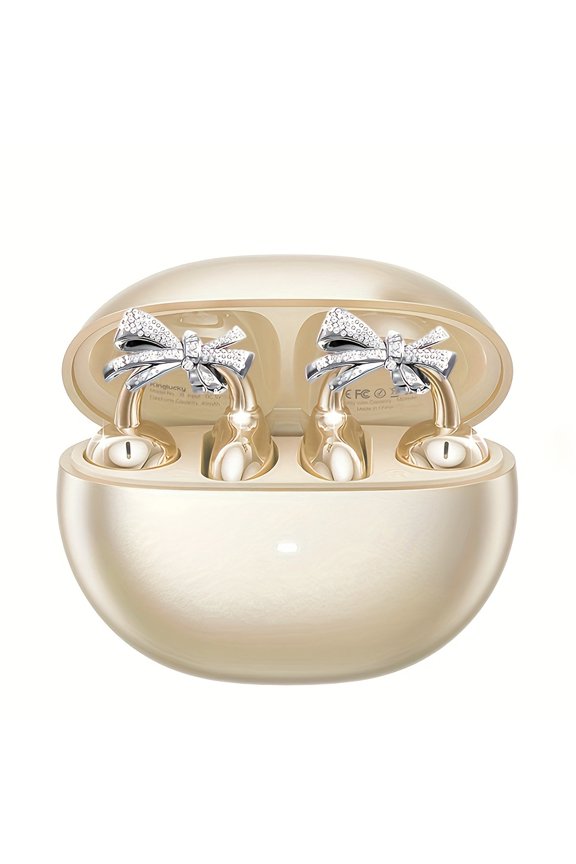 Clip-On Open Earbuds | Detachable Gem Earrings, ANC Noise Reduction, Universal Compatibility