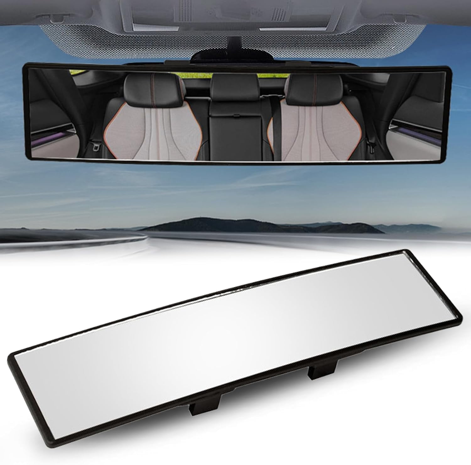 Clip-On Panoramic Rearview Mirror, Universal Wide Angle Convex Design ...