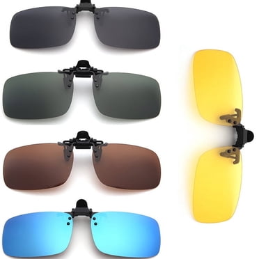 5 Pack Clip-On Polarized Flip Up Sunglasses – Night Driving & UV Protection – Unisex