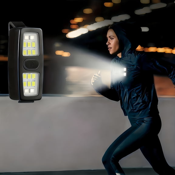 Clip-On Rechargeable LED Safety Flashlight, 7 Modes, Hands-Free, for Running, Dog Walking, Camping & Hiking (Black)