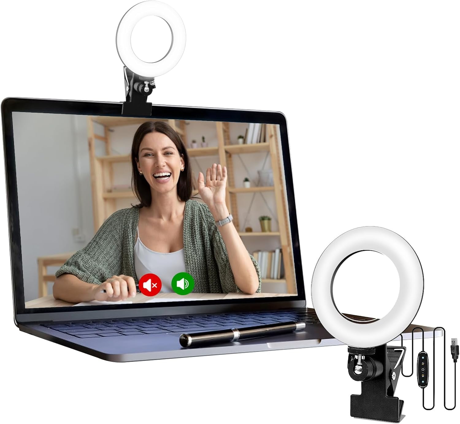 Clip-On Ring Light for Computer - 10W LED Video Conference Light with 3 ...