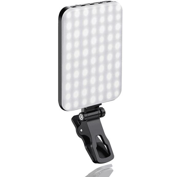 Clip-On Selfie Light with 60 LEDs, 2200mAh Rechargeable Battery, 7 Modes for Phone, Tablet, or Laptop