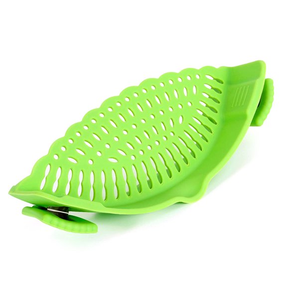 Clip-On Silicone Pot Strainer for Pots and Pans, Heat Resistant Kitchen Colander for Draining Pasta, Vegetables and Fruits