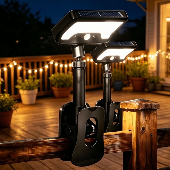 Clip On Solar Motion Sensor Light Outdoor, 600LM 3 Modes IP65 Waterproof, 1-Second Clip-on Installation, 360° Adjustable for Fence Deck