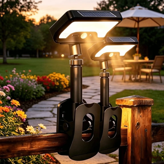 Clip On Solar Motion Sensor Light Outdoor, 600LM 3 Modes IP65 Waterproof, 12Hrs Bright Light, Type-C Backup, 360° Angle for Garden Wall