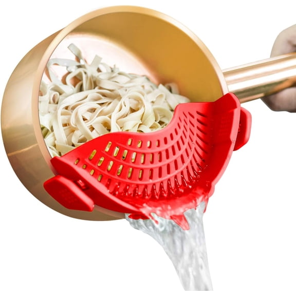 Clip On Strainer Silicone all Pots Pans, Pasta Strainer Clip on Food Strainer Meat Vegetables Fruit Silicone Kitchen Colander