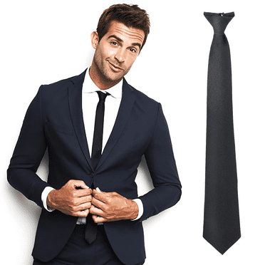 Clip On Tie, Neckties Matte Tie for Wedding Funeral Formal Business Tie, Black
