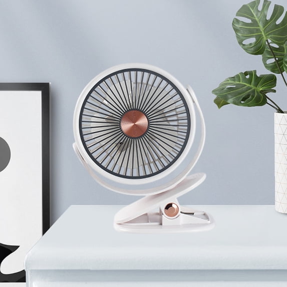 Clip-On USB Fan, 5 Speed Adjustable, Portable for Desk, Office, Dorm, Home, Quiet, Small Fan, Cooling Air Circulator, Rechargeable Battery, Compact Fan for Small Spaces