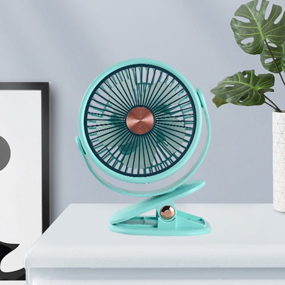 Clip-On USB Fan, 5 Speed Adjustable, Portable for Desk, Office, Dorm, Home, Quiet, Small Fan, Cooling Air Circulator, Rechargeable Battery, Compact Fan for Small Spaces