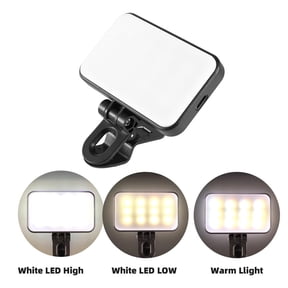 Clip-On Video Conference Light, Rechargeable LED Fill Light with 3 Color Modes, Dimmable Webcam Light for Laptop, Phone, Tablet, Zoom Meetings & Live Streaming