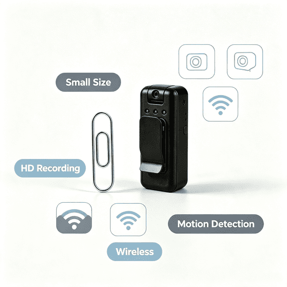 Clip-On Wearable Mini Body Camera, Portable Hd Wireless Video Recorder With Motion Detection And Night Vision