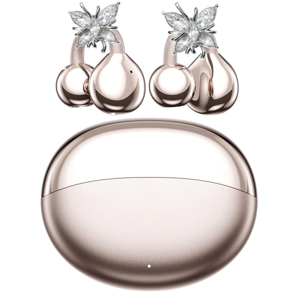 Clip On Wireless Earbuds Women 60H Battery, Bluetooth 6.0 Open Ear, Detachable Crystal Butterfly Earrings IPX5