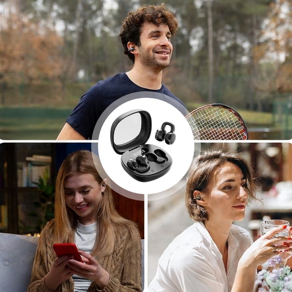 Clip On Open Ear Headphones Wireless Earbuds,LED Digital Display Charging Case,Long Battery Life Bluetooth Headphones,Comfortable All Day Wearing Headset,Stereo Sound Quality Sports Earphones