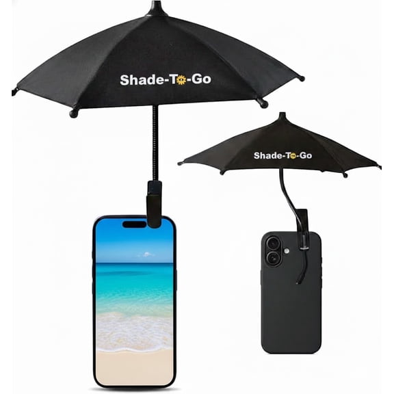 Clip On Phone Umbrella- Anti-Glare Sun Shade, for Phones, Tablets, Clip On Canopy for Shade, Protects from Sunlight and Glare, Outdoor Activities, Universal Fit for All Smartphones. Flexible Angle De